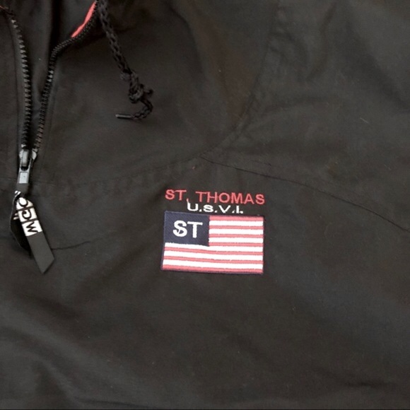 St Thomas Navy Embroidered Flag Pull Over Jacket Coastal Nautical Unisex Medium - Picture 2 of 13